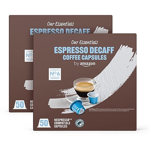 by Amazon Cápsulas de café descafeinado compatibles con Nespresso, tueste medio, 100 Unidad, 2...